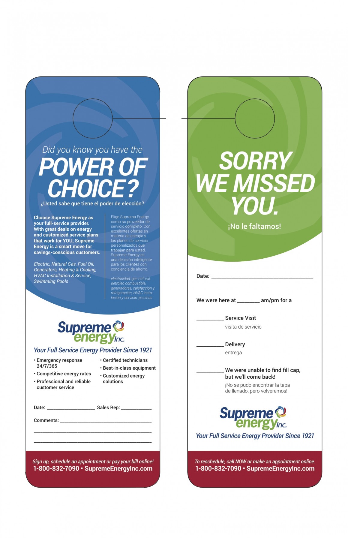 Supreme Energy Door Hanger Ads