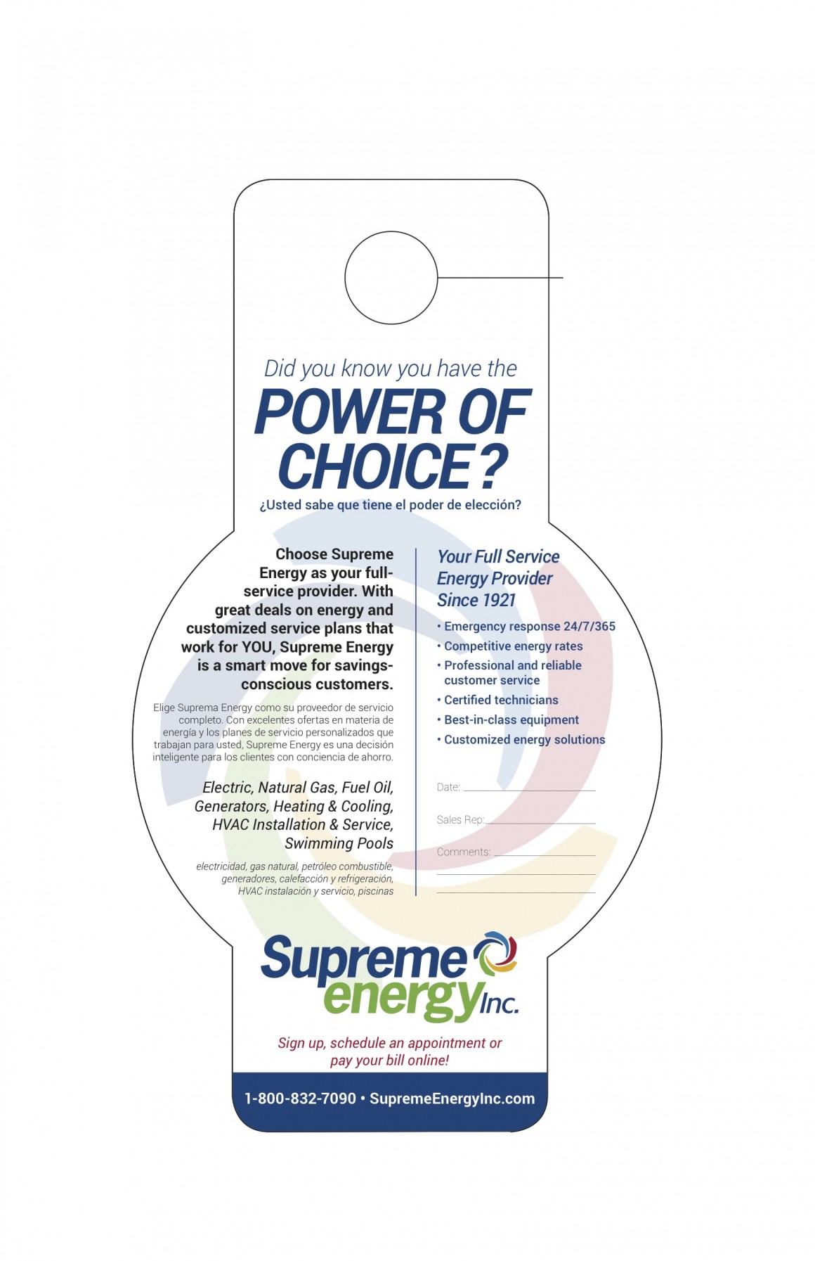 Supreme Energy Door Hanger Ads